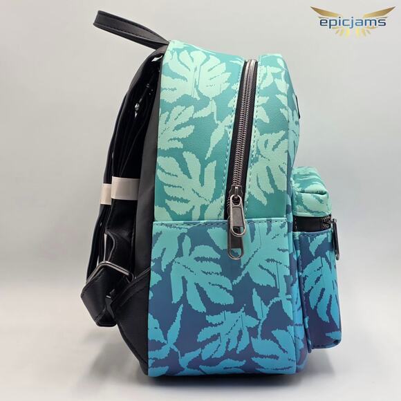 Disney Lilo & Stitch Tropical Leaves Blue Mini Backpack Bag New - Picture 4 of 5